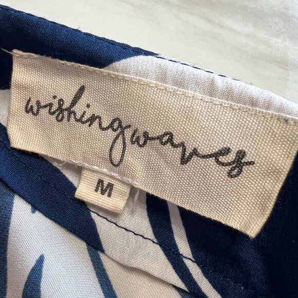 Wishing Waves Calf Length Pleated Dress in Blue and White with Tie On Belt - Med - Picture 5 of 15